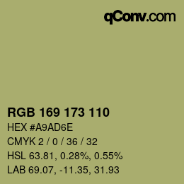 颜色代码: RGB 169 173 110 | qconv.com