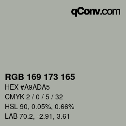 カラーコード: RGB 169 173 165 | qconv.com
