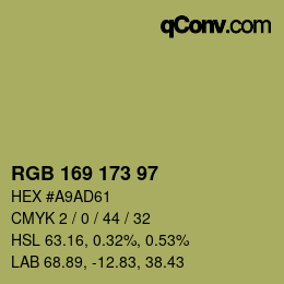 颜色代码: RGB 169 173 97 | qconv.com