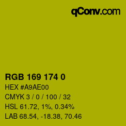 Color code: RGB 169 174 0 | qconv.com