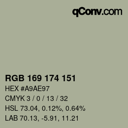 Color code: RGB 169 174 151 | qconv.com