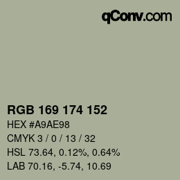 颜色代码: RGB 169 174 152 | qconv.com