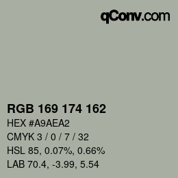 Color code: RGB 169 174 162 | qconv.com