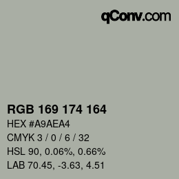 Color code: RGB 169 174 164 | qconv.com