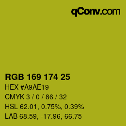 颜色代码: RGB 169 174 25 | qconv.com