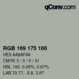 Color code: RGB 169 175 166 | qconv.com