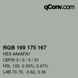 Farbcode: RGB 169 175 167 | qconv.com