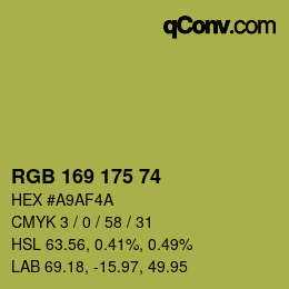 カラーコード: RGB 169 175 74 | qconv.com