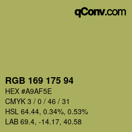 Color code: RGB 169 175 94 | qconv.com