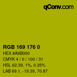 Color code: RGB 169 176 0 | qconv.com