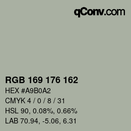 Farbcode: RGB 169 176 162 | qconv.com