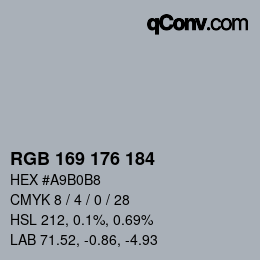 Color code: RGB 169 176 184 | qconv.com