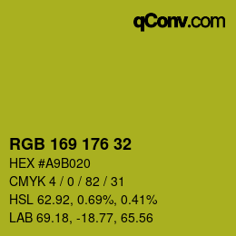Color code: RGB 169 176 32 | qconv.com
