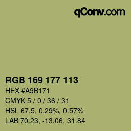 Farbcode: RGB 169 177 113 | qconv.com
