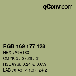 Code couleur: RGB 169 177 128 | qconv.com