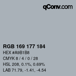 Farbcode: RGB 169 177 184 | qconv.com