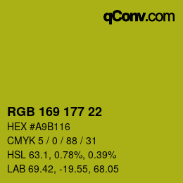 Color code: RGB 169 177 22 | qconv.com