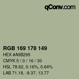 Farbcode: RGB 169 178 149 | qconv.com