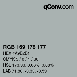 Color code: RGB 169 178 177 | qconv.com