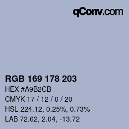 Color code: RGB 169 178 203 | qconv.com