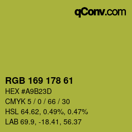 カラーコード: RGB 169 178 61 | qconv.com