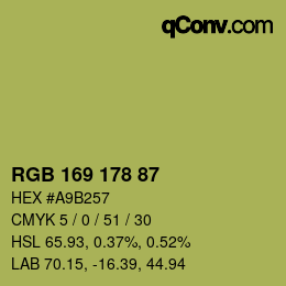 Farbcode: RGB 169 178 87 | qconv.com