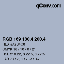 カラーコード: RGB 169 180.4 200.4 | qconv.com