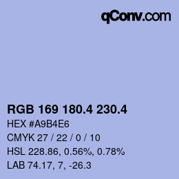 カラーコード: RGB 169 180.4 230.4 | qconv.com