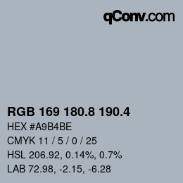 カラーコード: RGB 169 180.8 190.4 | qconv.com