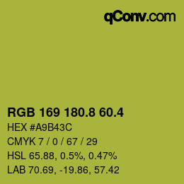 カラーコード: RGB 169 180.8 60.4 | qconv.com
