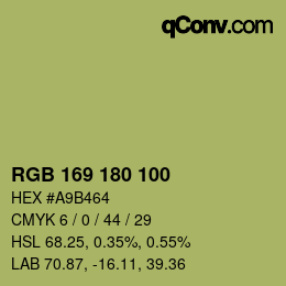 Color code: RGB 169 180 100 | qconv.com