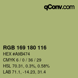 カラーコード: RGB 169 180 116 | qconv.com