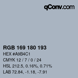 Farbcode: RGB 169 180 193 | qconv.com