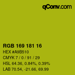 Color code: RGB 169 181 16 | qconv.com
