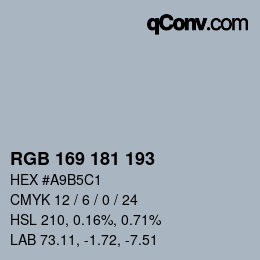 Código de color: RGB 169 181 193 | qconv.com