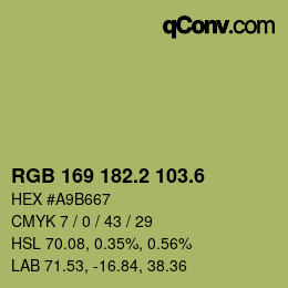カラーコード: RGB 169 182.2 103.6 | qconv.com