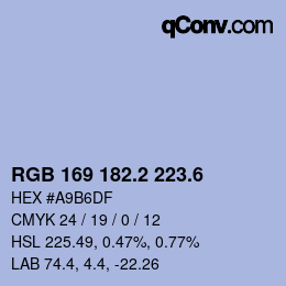 カラーコード: RGB 169 182.2 223.6 | qconv.com