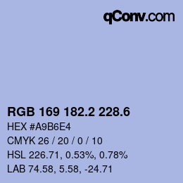カラーコード: RGB 169 182.2 228.6 | qconv.com