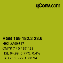 カラーコード: RGB 169 182.2 23.6 | qconv.com