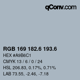 カラーコード: RGB 169 182.6 193.6 | qconv.com