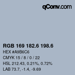 カラーコード: RGB 169 182.6 198.6 | qconv.com
