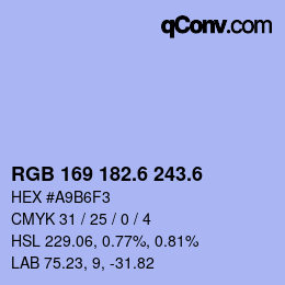カラーコード: RGB 169 182.6 243.6 | qconv.com