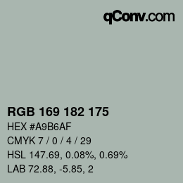 カラーコード: RGB 169 182 175 | qconv.com