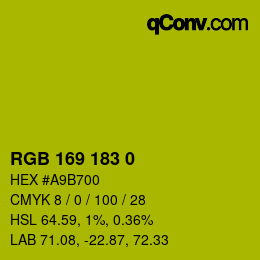 Color code: RGB 169 183 0 | qconv.com