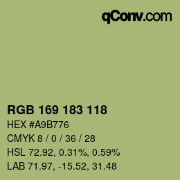 颜色代码: RGB 169 183 118 | qconv.com