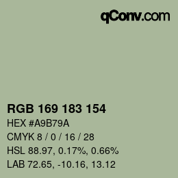 颜色代码: RGB 169 183 154 | qconv.com