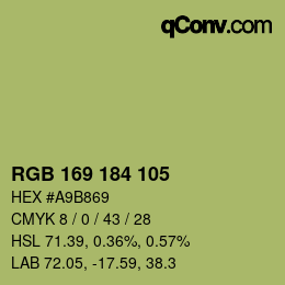 カラーコード: RGB 169 184 105 | qconv.com