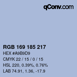 Color code: RGB 169 185 217 | qconv.com