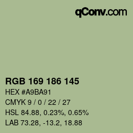 Color code: RGB 169 186 145 | qconv.com