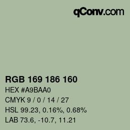 Color code: RGB 169 186 160 | qconv.com